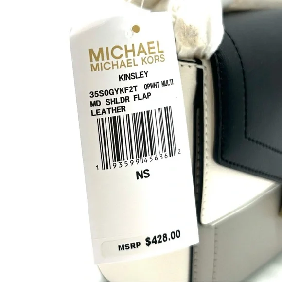 Michael Kors Kinsley Medium shoulder Flap Crossbody Bag Optic White Multi
